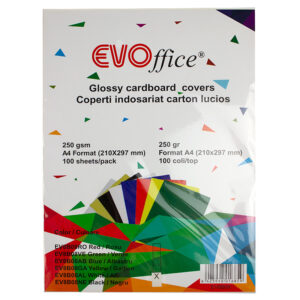 Coperti carton color lucios A4, 250g/mp,100 coli/top EVOffice  alb