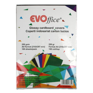 Coperti carton color lucios A4, 250g/mp,100 coli/top EVOffice negru