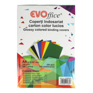 Coperti carton color lucios A4, 250g/mp,100 coli/top EVOffice - verde