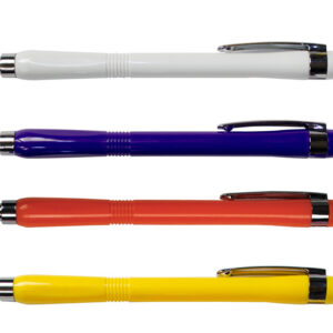 Creion mecanic 0,7mm, varf retractabil, clip si accesorii metalice, radiera incorporata, pretabil pentru personalizare