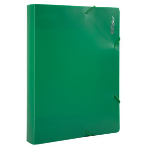 Mapa plastic rigid cu elastic si burduf 40 mm, culoare verde EVOffice
