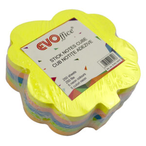 Notes autoadeziv cub color 250 file, 5 culori neon EVOffice - frunze/floare