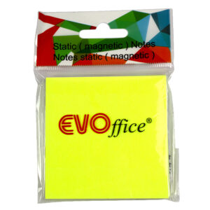Notes static (magnetic) plastic 75*75 mm galben neon, 100 file EVOffice