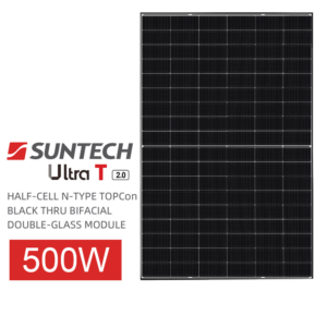 Panou Solar Suntech Ultra T 2.0 500W HALF-CELL N-TYPE TOPCon  BLACK THRU BIFACIAL DOUBLE-GLASS MODULE