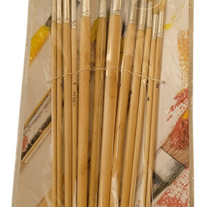 Pensule cu varf din par natural si maner din lemn L:30cm 12 buc /set dimensiuni diferite