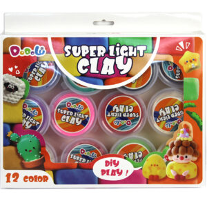 Plastilina "light clay" in cutie carton, 12 culori in borcan plastic No.MC1207