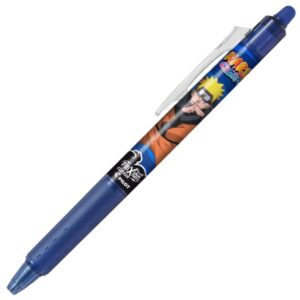 Roller gel, varf mediu 0.7mm, cu radiera de stergere si mecanism Frixion Narutol Clicker Pilot - albastru