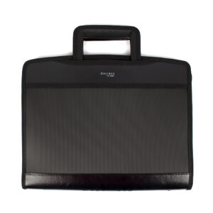 Servieta plastic pt laptop 15,6" cu fermoar, burduf 60 mm, 8 compartimente, 12 buzunare pt CD-negru
