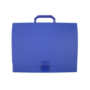 Servieta plastic A4, burduf 40 mm, 1 compartiment, culoare albastru EVOffice