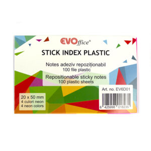 Stick index plastic 50*20mm, 4 culori neon*25 file EVOffice