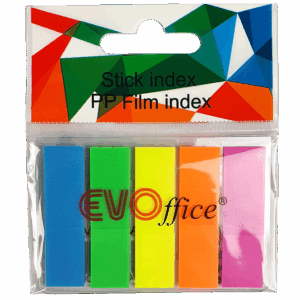 Stick index plastic 45*12 mm, 5 culori neon*20 file, steag EVOffice