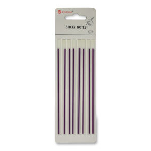 Stick index plastic transparent cu linie mov, tip semn de carte 140*6 mm, 8*20 file/set